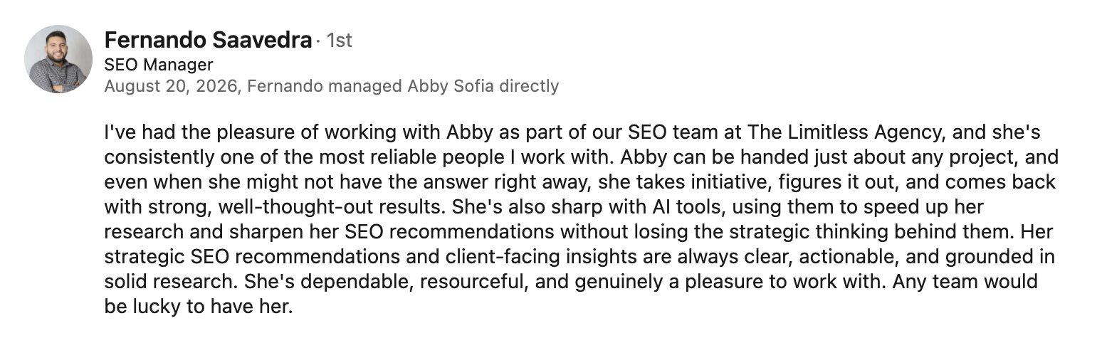 LinkedIn recommendation from Fernando Saavedra — tap to read in full